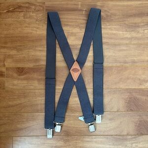 Dickies Gray Suspenders with Brown Leather Accent